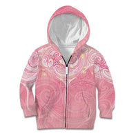 Breast Cancer Awareness Maori Aotearoa Kid Hoodie Manta Ray - Pink Glaze - Polynesian Pride