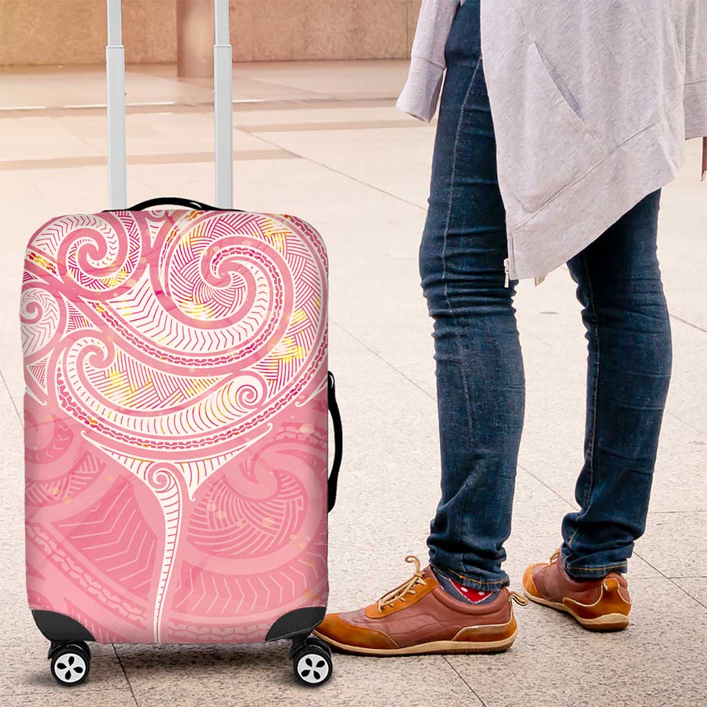 Breast Cancer Awareness Maori Aotearoa Luggage Cover Manta Ray - Pink Glaze - Polynesian Pride