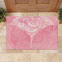 Breast Cancer Awareness Maori Aotearoa Rubber Doormat Manta Ray - Pink Glaze - Polynesian Pride