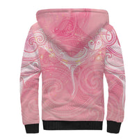 Breast Cancer Awareness Maori Aotearoa Sherpa Hoodie Manta Ray - Pink Glaze - Polynesian Pride