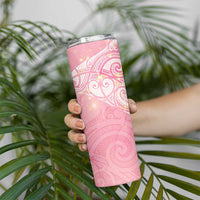 Breast Cancer Awareness Maori Aotearoa Skinny Tumbler Manta Ray - Pink Glaze - Polynesian Pride