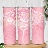 Breast Cancer Awareness Maori Aotearoa Skinny Tumbler Manta Ray - Pink Glaze - Polynesian Pride