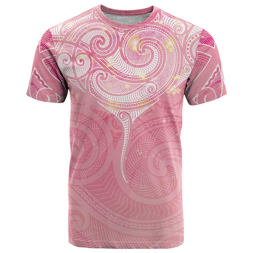 Breast Cancer Awareness Maori Aotearoa T Shirt Manta Ray - Pink Glaze - Polynesian Pride