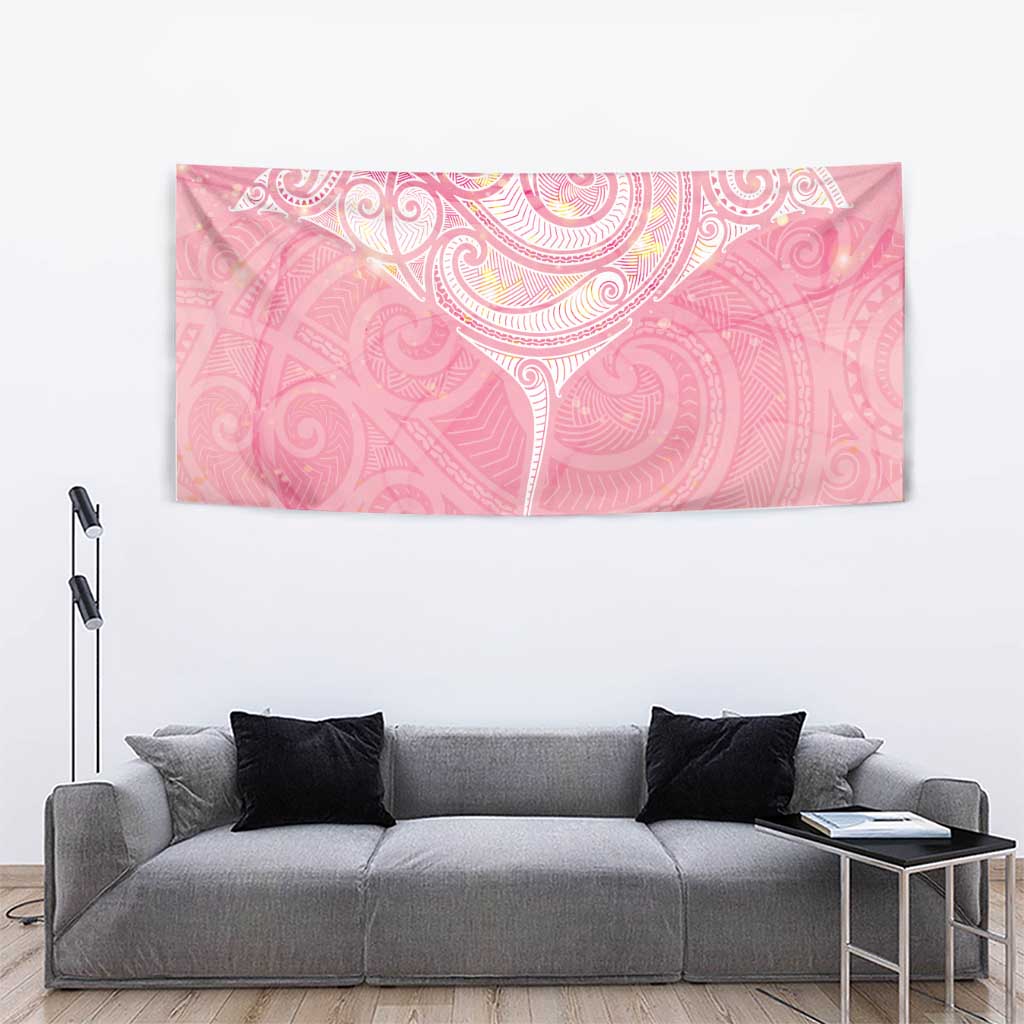 Breast Cancer Awareness Maori Aotearoa Tapestry Manta Ray - Pink Glaze - Polynesian Pride