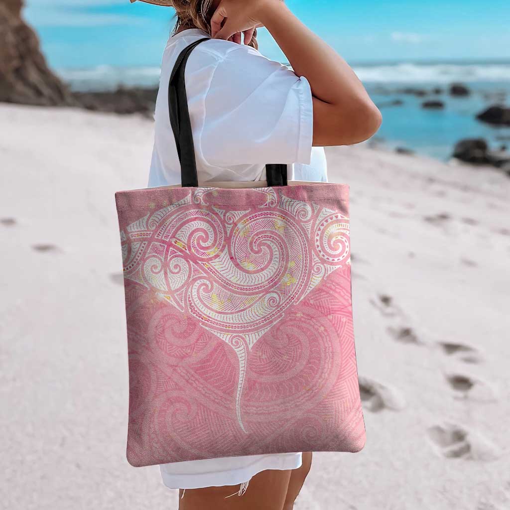 Breast Cancer Awareness Maori Aotearoa Tote Bag Manta Ray - Pink Glaze - Polynesian Pride