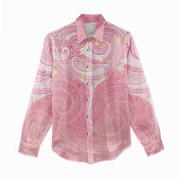 Breast Cancer Awareness Maori Aotearoa Women Casual Shirt Manta Ray - Pink Glaze - Polynesian Pride