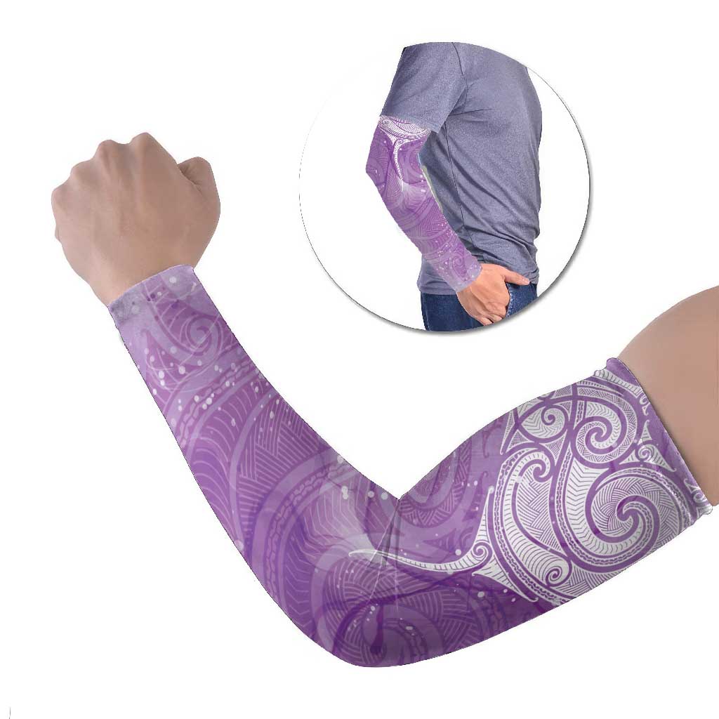 Epilepsy Awareness Maori Aotearoa Arm Sleeves Manta Ray - Purple Glaze - Polynesian Pride