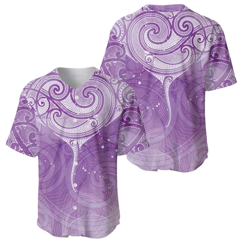 Epilepsy Awareness Maori Aotearoa Baseball Jersey Manta Ray - Purple Glaze - Polynesian Pride