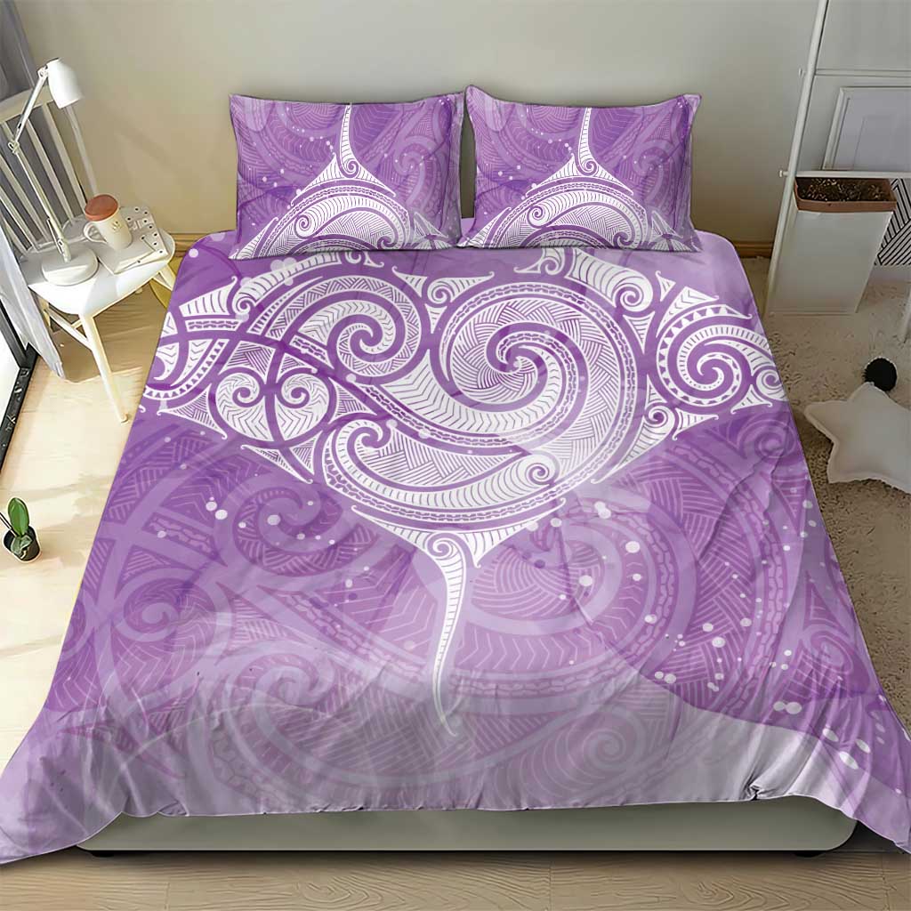 Epilepsy Awareness Maori Aotearoa Bedding Set Manta Ray - Purple Glaze - Polynesian Pride
