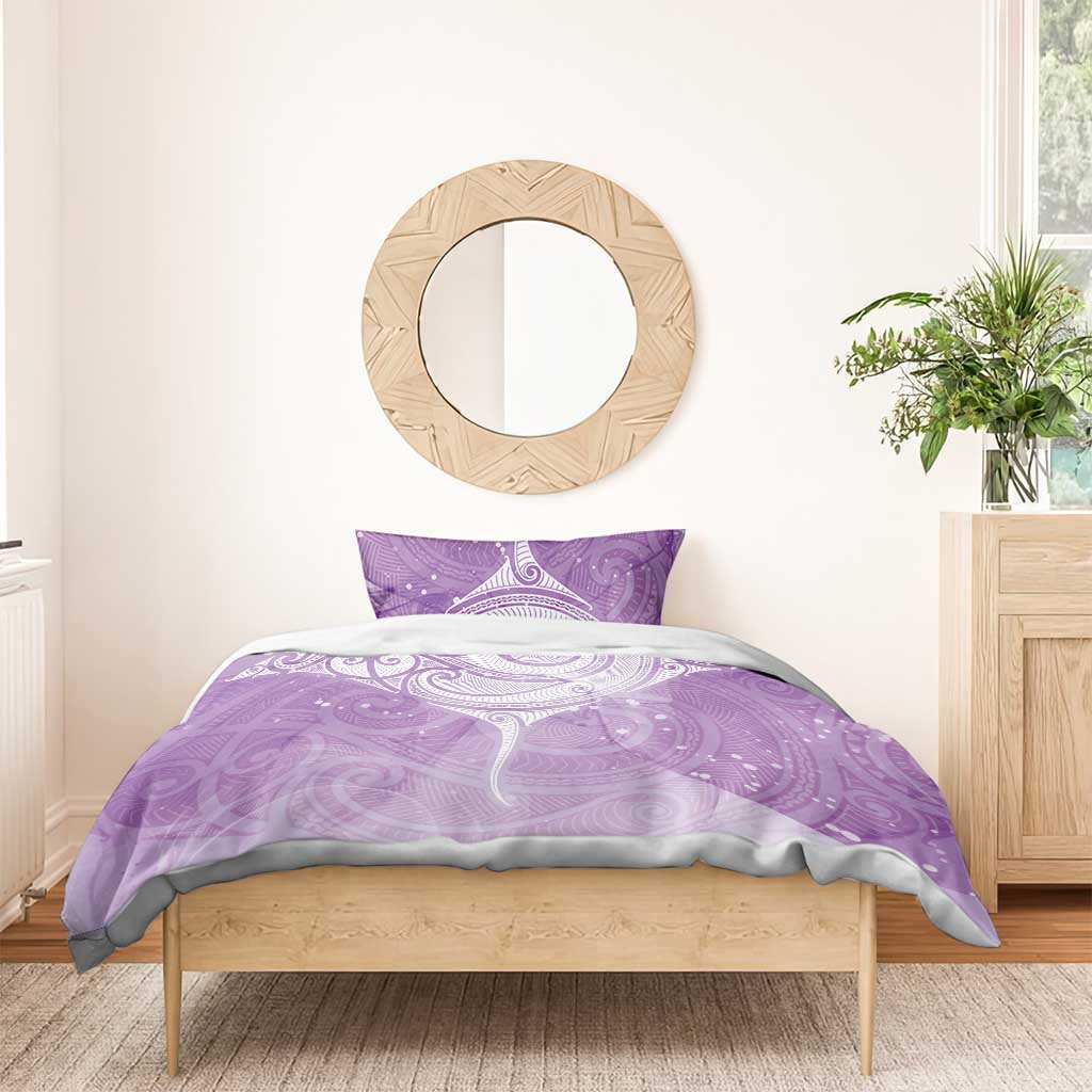 Epilepsy Awareness Maori Aotearoa Bedding Set Manta Ray - Purple Glaze - Polynesian Pride