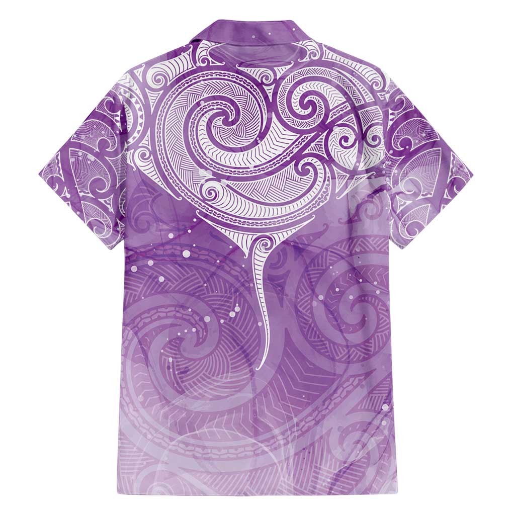Epilepsy Awareness Maori Aotearoa Family Matching Long Sleeve Bodycon Dress and Hawaiian Shirt Manta Ray - Purple Glaze - Polynesian Pride