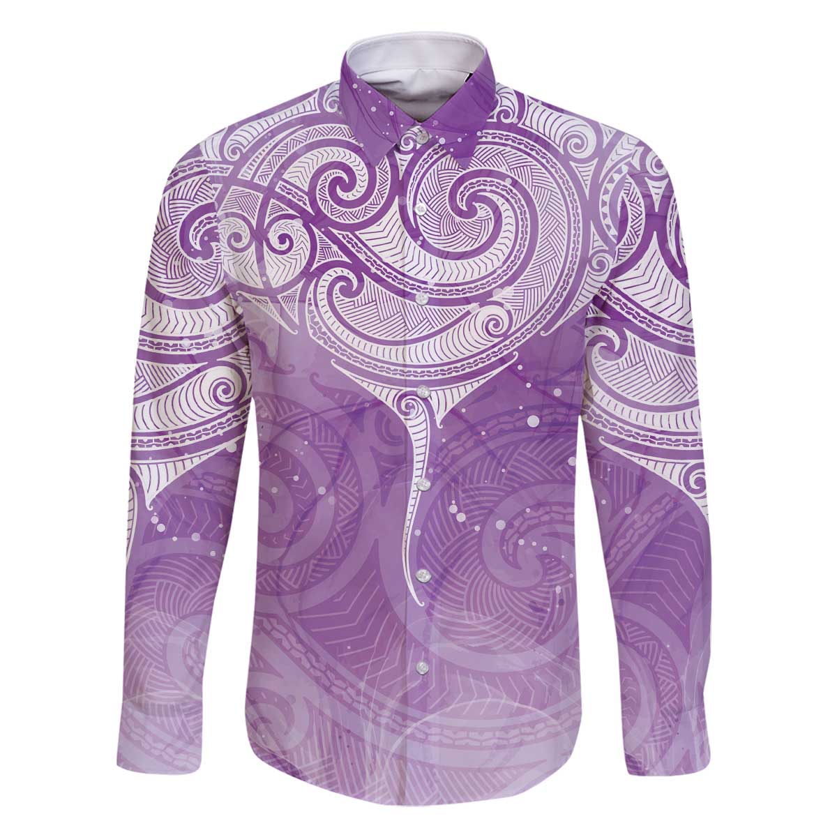 Epilepsy Awareness Maori Aotearoa Family Matching Off The Shoulder Long Sleeve Dress and Hawaiian Shirt Manta Ray - Purple Glaze - Polynesian Pride