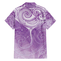 Epilepsy Awareness Maori Aotearoa Family Matching Off Shoulder Short Dress and Hawaiian Shirt Manta Ray - Purple Glaze - Polynesian Pride