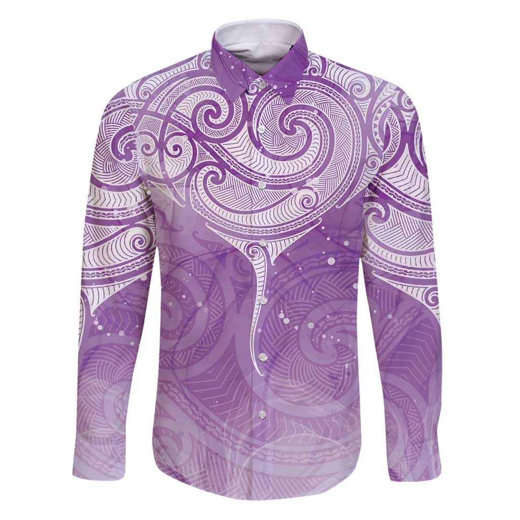 Epilepsy Awareness Maori Aotearoa Family Matching Puletasi and Hawaiian Shirt Manta Ray - Purple Glaze - Polynesian Pride