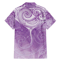 Epilepsy Awareness Maori Aotearoa Family Matching Short Sleeve Bodycon Dress and Hawaiian Shirt Manta Ray - Purple Glaze - Polynesian Pride