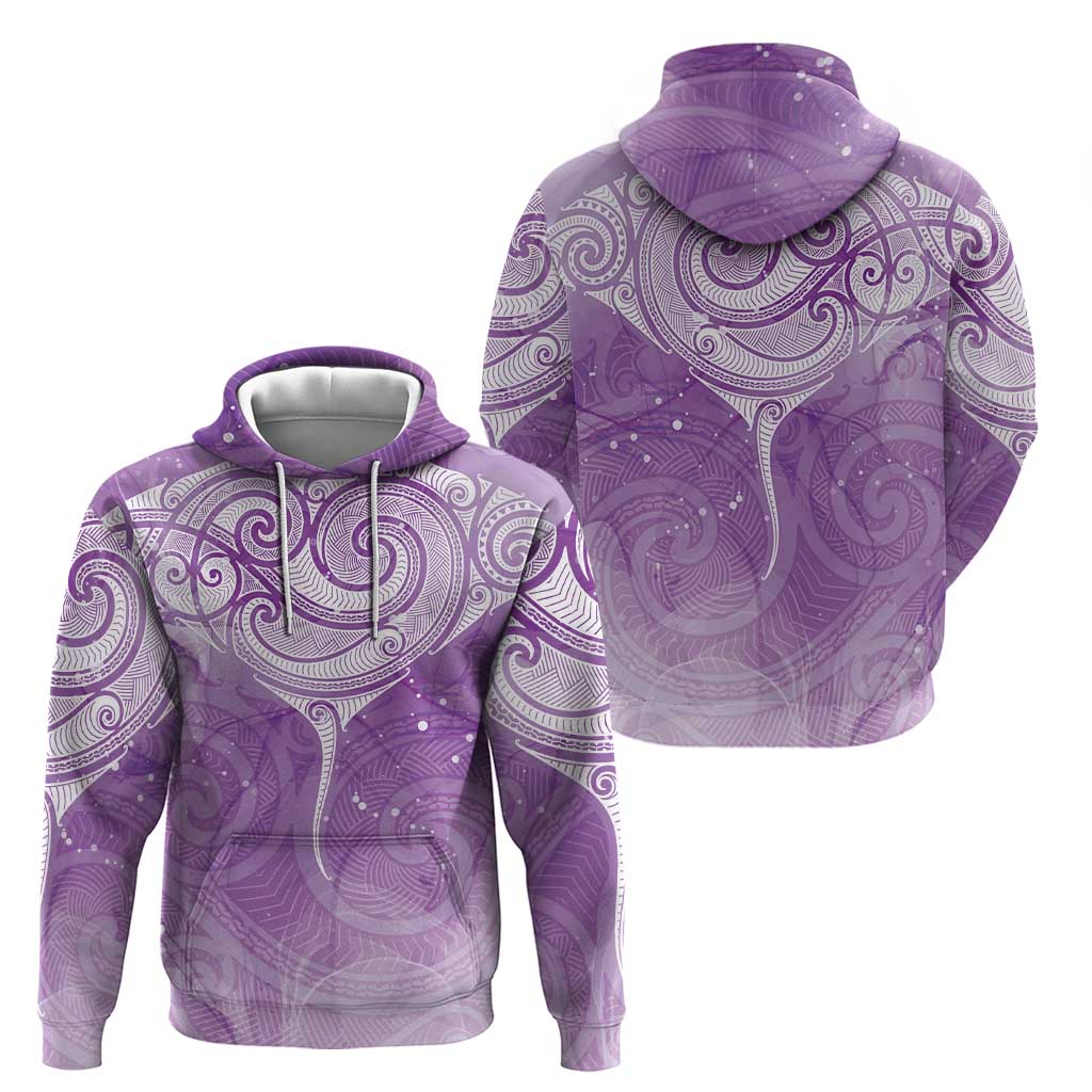 Epilepsy Awareness Maori Aotearoa Hoodie Manta Ray - Purple Glaze - Polynesian Pride