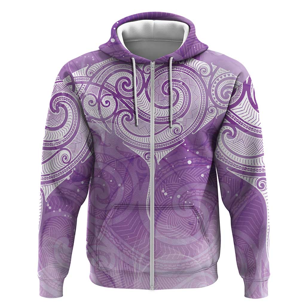 Epilepsy Awareness Maori Aotearoa Hoodie Manta Ray - Purple Glaze - Polynesian Pride