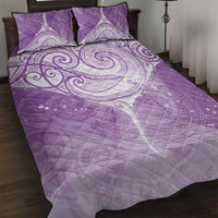 Epilepsy Awareness Maori Aotearoa Quilt Bed Set Manta Ray - Purple Glaze - Polynesian Pride