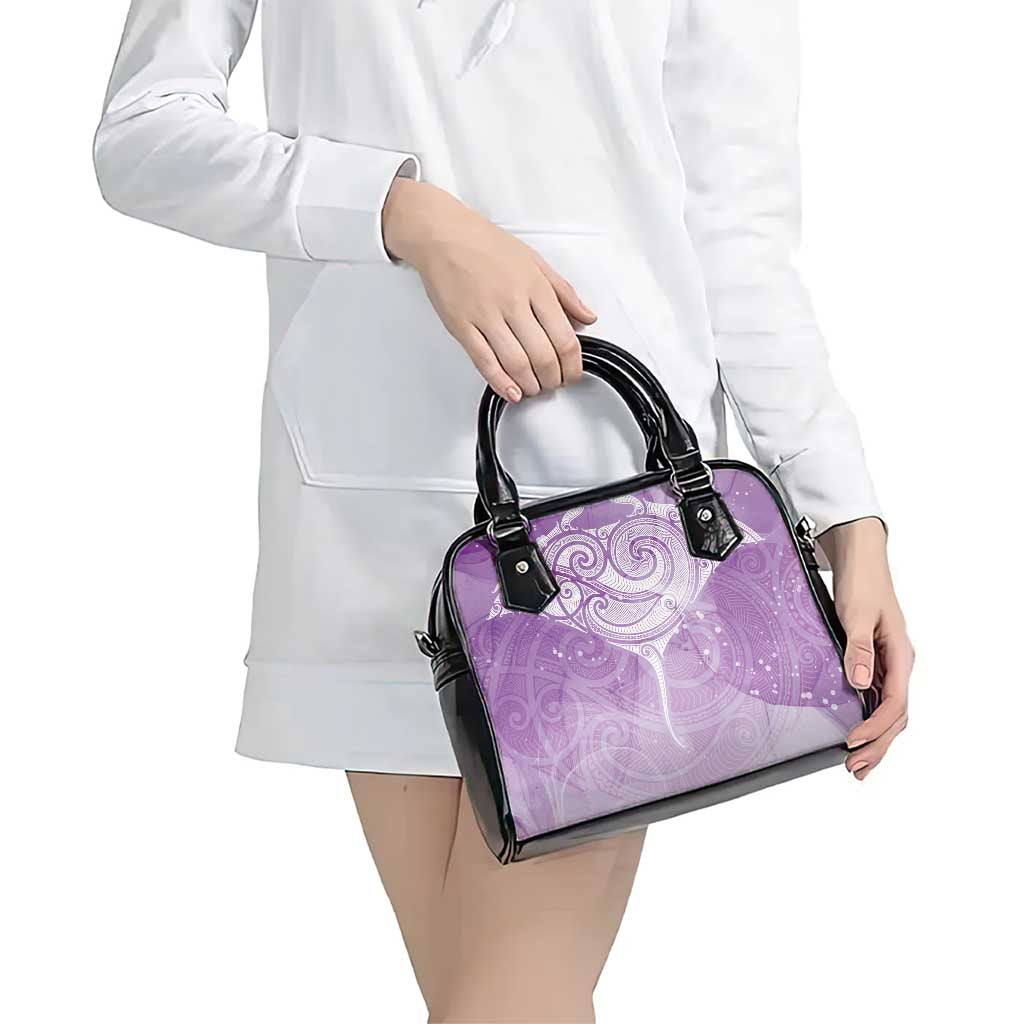 Epilepsy Awareness Maori Aotearoa Shoulder Handbag Manta Ray - Purple Glaze - Polynesian Pride