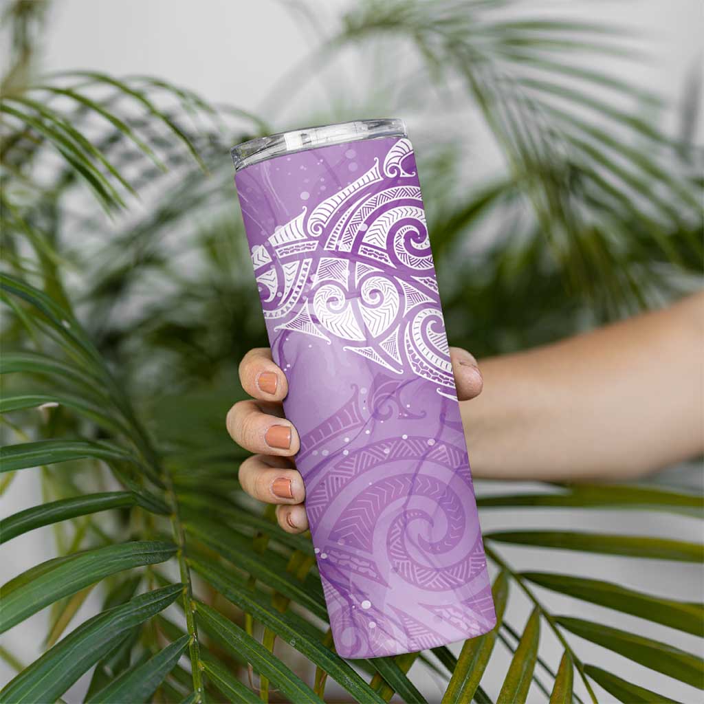 Epilepsy Awareness Maori Aotearoa Skinny Tumbler Manta Ray - Purple Glaze - Polynesian Pride