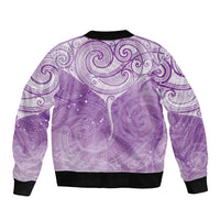 Epilepsy Awareness Maori Aotearoa Sleeve Zip Bomber Jacket Manta Ray - Purple Glaze - Polynesian Pride