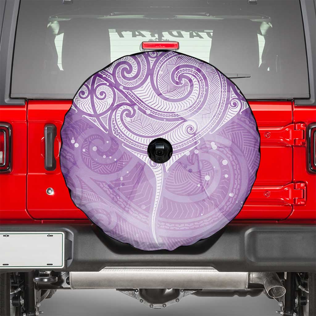 Epilepsy Awareness Maori Aotearoa Spare Tire Cover Manta Ray - Purple Glaze - Polynesian Pride
