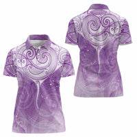 Epilepsy Awareness Maori Aotearoa Women Polo Shirt Manta Ray - Purple Glaze - Polynesian Pride