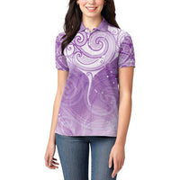 Epilepsy Awareness Maori Aotearoa Women Polo Shirt Manta Ray - Purple Glaze - Polynesian Pride