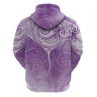 Epilepsy Awareness Maori Aotearoa Zip Hoodie Manta Ray - Purple Glaze - Polynesian Pride