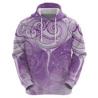 Epilepsy Awareness Maori Aotearoa Zip Hoodie Manta Ray - Purple Glaze - Polynesian Pride