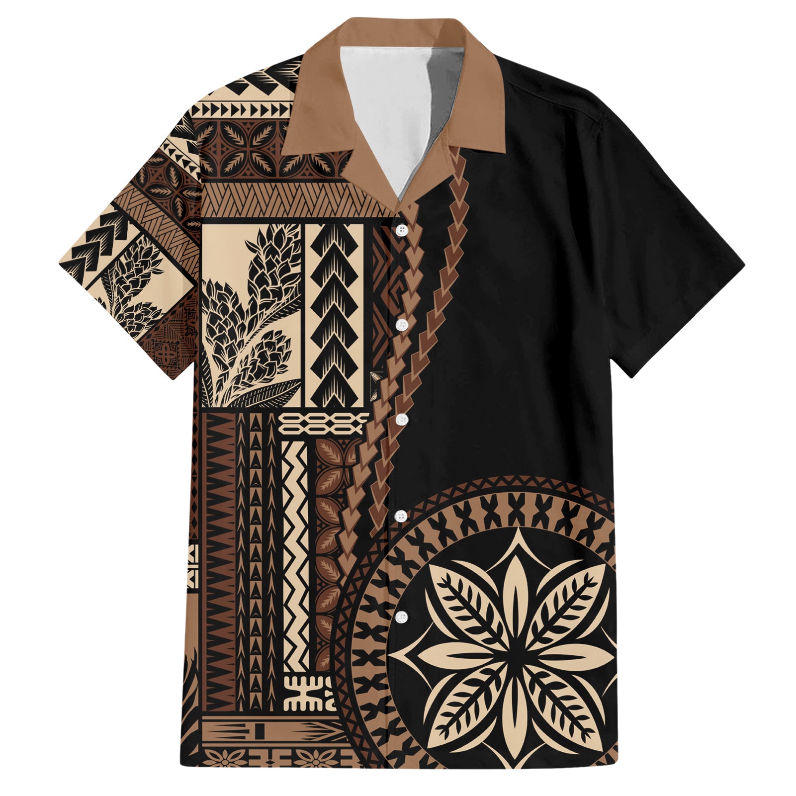 Samoa Siapo Motif Hawaiian Shirt Classic Style - Black Ver02 LT7 Black - Polynesian Pride