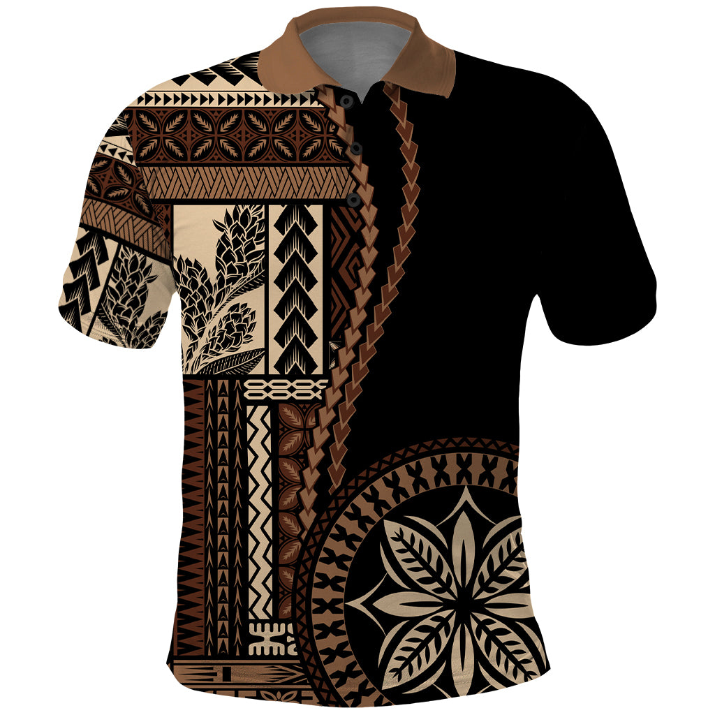 Samoa Siapo Motif Polo Shirt Classic Style - Black Ver02 LT7 Black - Polynesian Pride