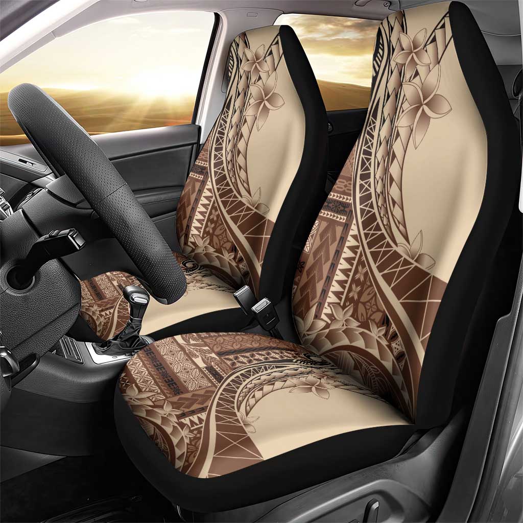 Samoa Siapo Mamanu Car Seat Cover Plumeria Mocha Motifs LT7 - Polynesian Pride