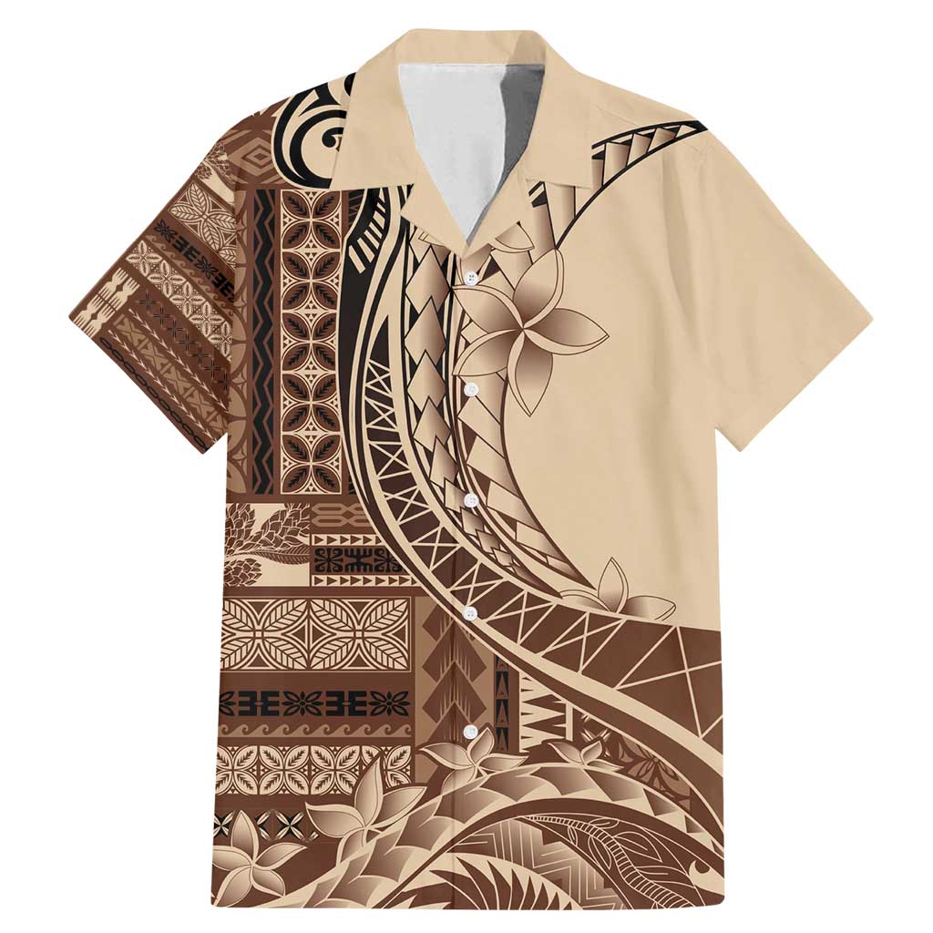 Samoa Siapo Mamanu Family Matching Mermaid Dress and Hawaiian Shirt Plumeria Mocha Motifs