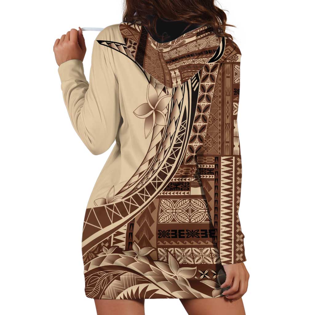 Samoa Siapo Mamanu Hoodie Dress Plumeria Mocha Motifs
