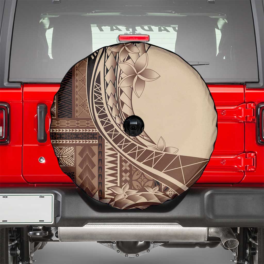 Samoa Siapo Mamanu Spare Tire Cover Plumeria Mocha Motifs