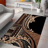 Samoa Siapo Mamanu Area Rug Plumeria Black Motifs