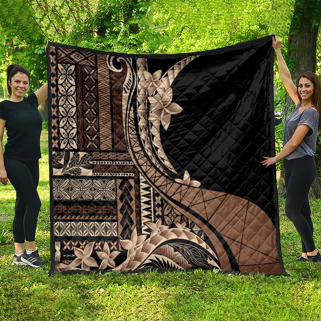 Samoa Siapo Mamanu Quilt Plumeria Black Motifs