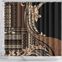 Samoa Siapo Mamanu Shower Curtain Plumeria Black Motifs