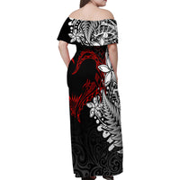 Valentine New Zealand Family Matching Off Shoulder Maxi Dress and Hawaiian Shirt Aotearoa Couple Maori Aroha Ki a Koe LT7 - Polynesian Pride