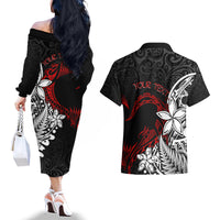 New Zealand Aotearoa Valentine Couples Matching Off The Shoulder Long Sleeve Dress and Hawaiian Shirt Couple Maori Aroha Ki a Koe Ver.02 LT7 - Polynesian Pride