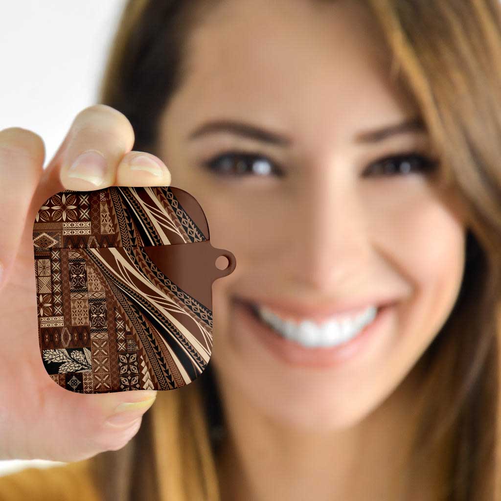 Pasifika Women's Day - Samoa Siapo Malu Tattoo Inspired AirPods Case Brown