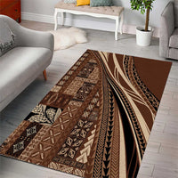 Pasifika Women's Day - Samoa Siapo Malu Tattoo Inspired Area Rug Brown LT7 - Polynesian Pride