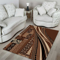 Pasifika Women's Day - Samoa Siapo Malu Tattoo Inspired Area Rug Brown LT7 - Polynesian Pride