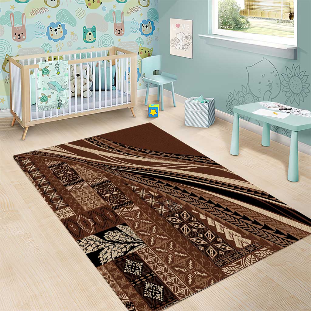 Pasifika Women's Day - Samoa Siapo Malu Tattoo Inspired Area Rug Brown LT7 - Polynesian Pride