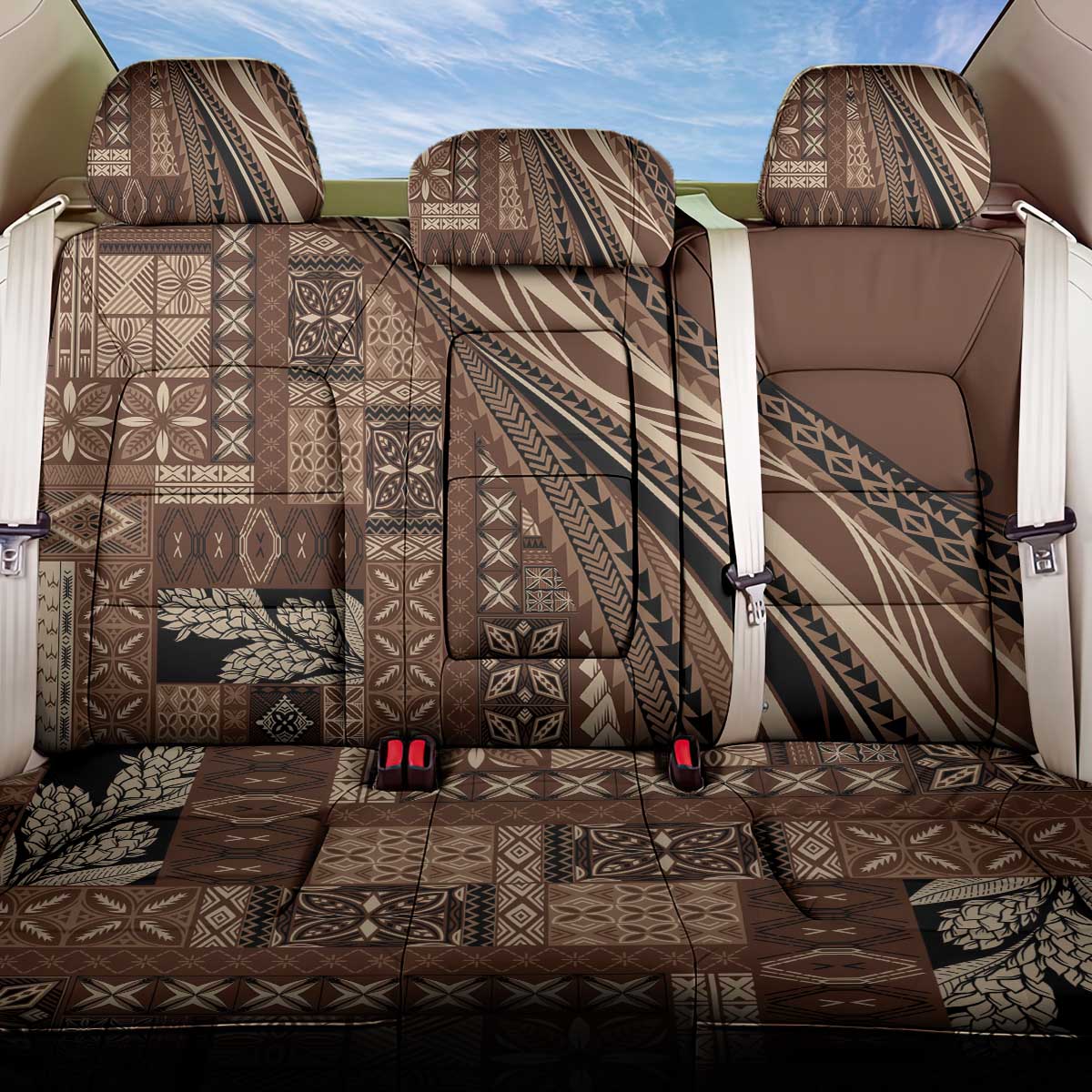 Pasifika Women's Day - Samoa Siapo Malu Tattoo Inspired Back Car Seat Cover Brown
