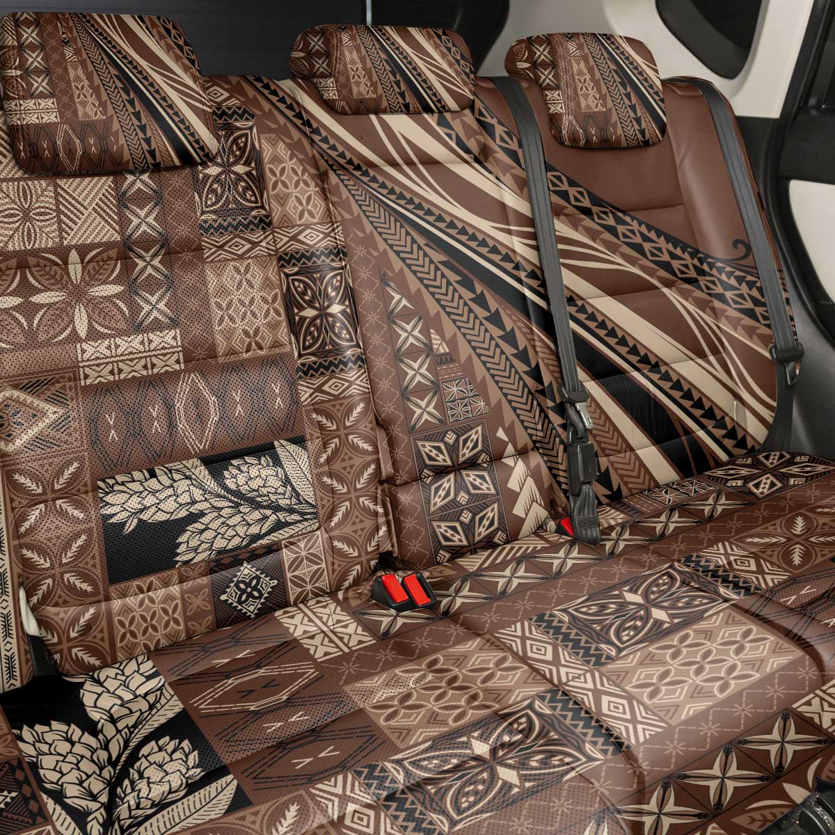 Pasifika Women's Day - Samoa Siapo Malu Tattoo Inspired Back Car Seat Cover Brown