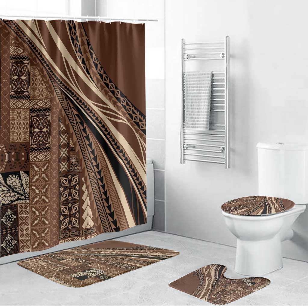 Pasifika Women's Day - Samoa Siapo Malu Tattoo Inspired Bathroom Set Brown