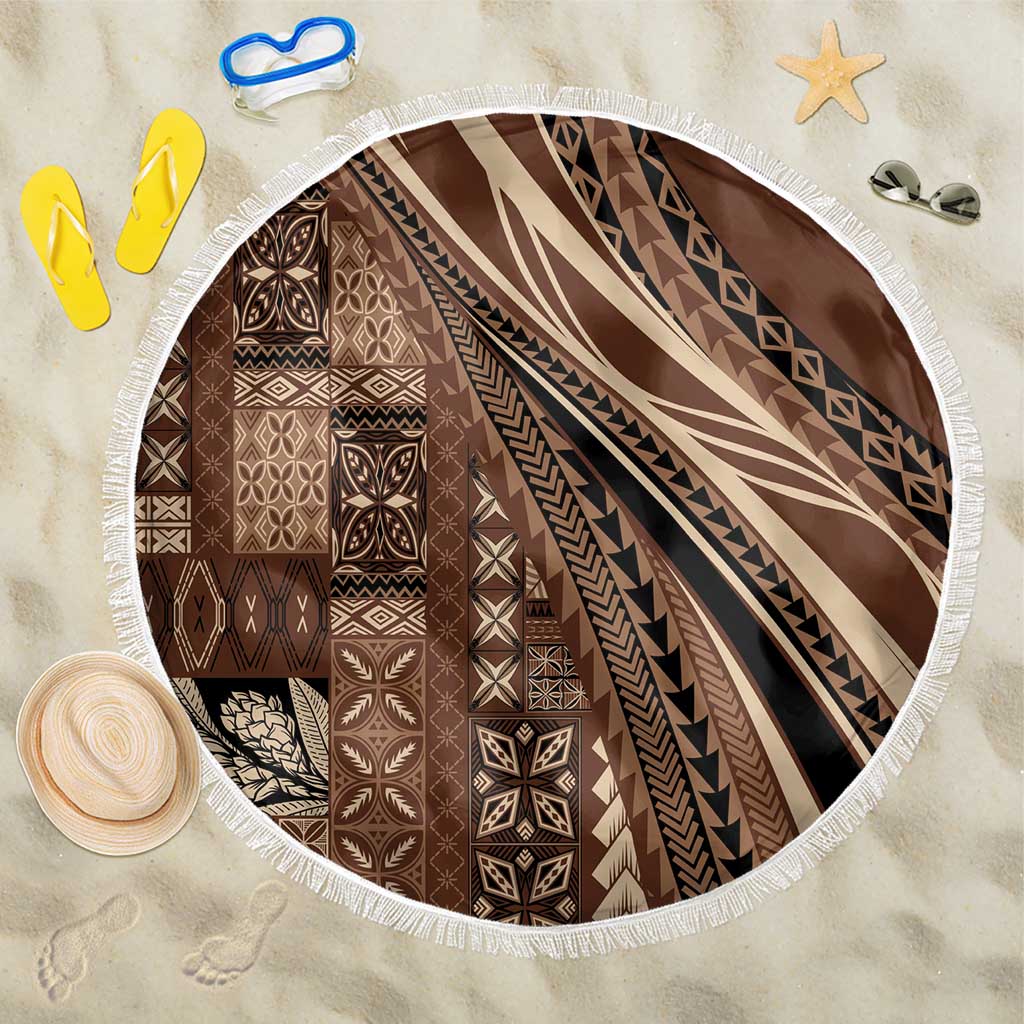 Pasifika Women's Day - Samoa Siapo Malu Tattoo Inspired Beach Blanket Brown