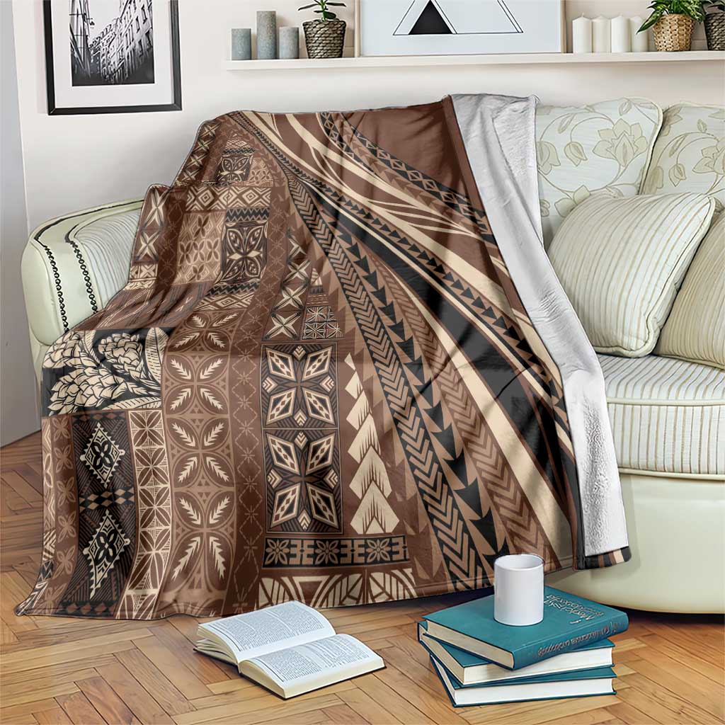 Pasifika Women's Day - Samoa Siapo Malu Tattoo Inspired Blanket Brown